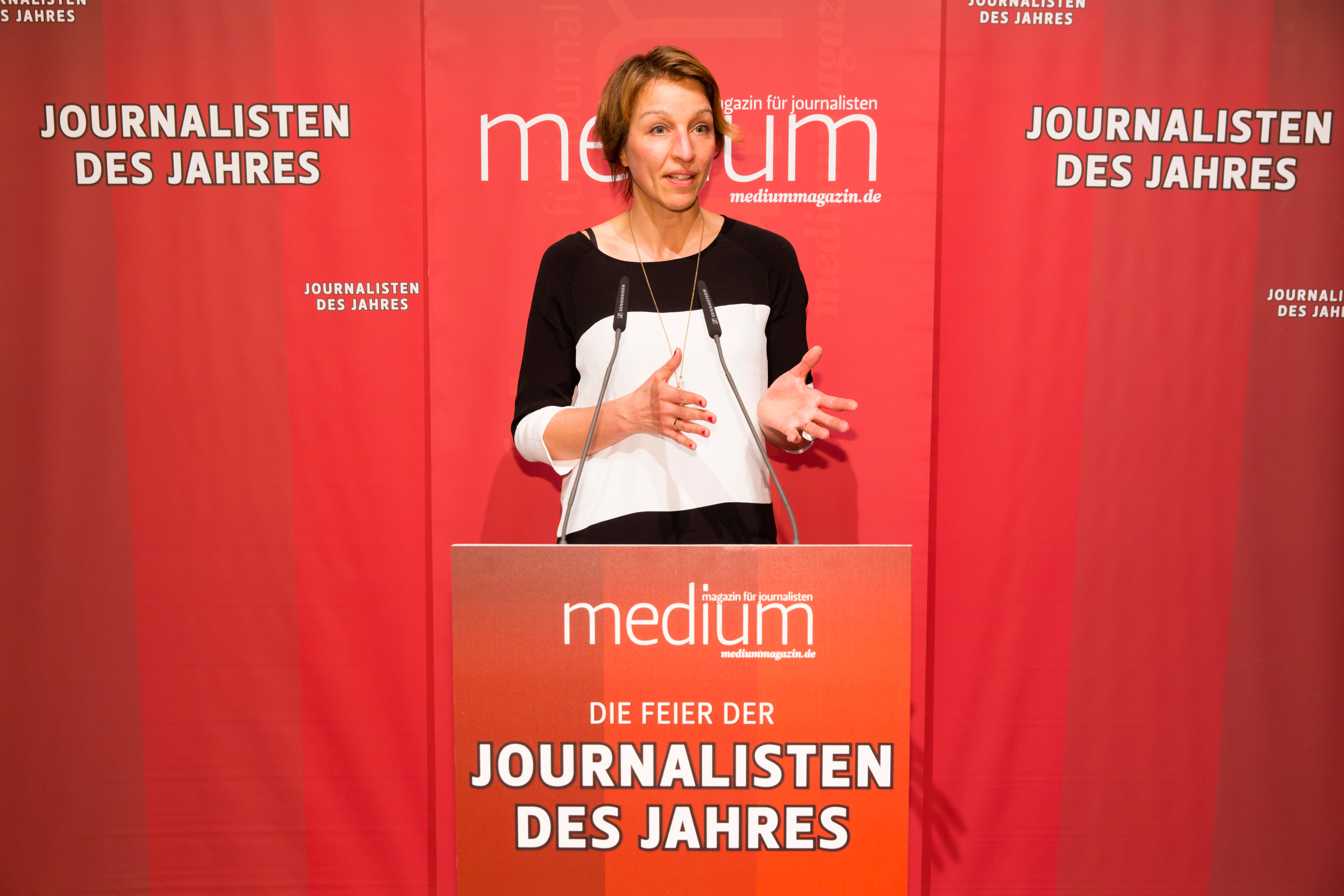 DEU, Berlin, 23.02.2015, medium magazin, Feier und Preisverleihung an die "Journalisten des Jahres 2014", Cafe im Zeughaus im Deutschen Historischen Museum, Nicola Kuhrt (Laudatorin), [ (c) Wolfgang Borrs, Wiener Str. 11, D-10999 B e r l i n, Mobile +49.171.5332491, www.borrs.de, mail@borrs.de; ]