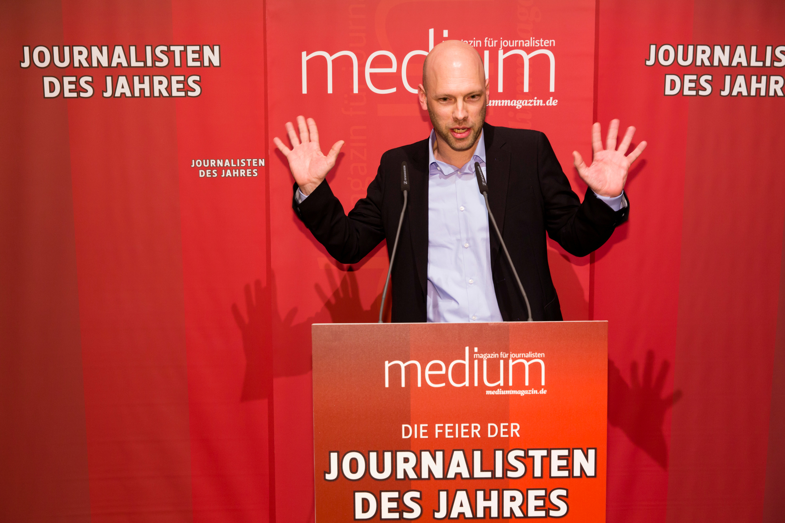 DEU, Berlin, 23.02.2015, medium magazin, Feier und Preisverleihung an die "Journalisten des Jahres 2014", Cafe im Zeughaus im Deutschen Historischen Museum, Ch. Meier (Laudator), [ (c) Wolfgang Borrs, Wiener Str. 11, D-10999 B e r l i n, Mobile +49.171.5332491, www.borrs.de, mail@borrs.de; ]