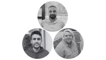 Florian Kappelsberger (Mohammed Abu Saif, oben), privat (Balaban, rechts), Lisa Pham (Al-Hetari, links)